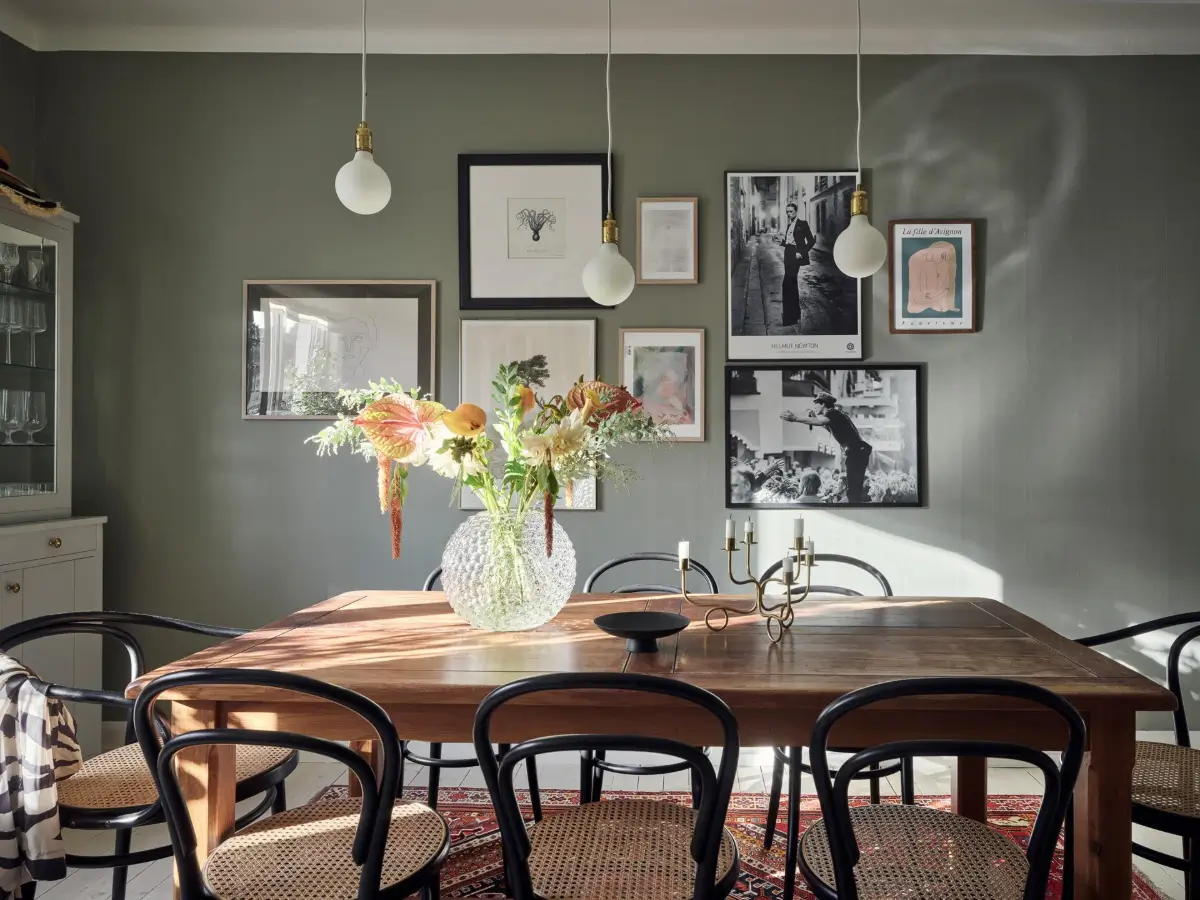 Gray Tones and High Ceilings in a Cozy Swedish Duplex Apartment 25 wooden dining table
