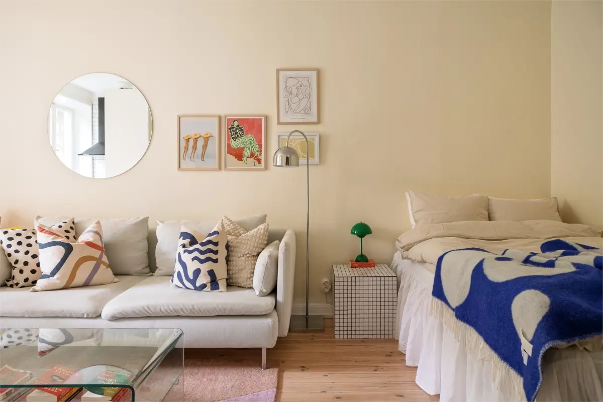 Studio Apartment Layout Ideas: Living Small is Looking Good 38 studio-layout-furniture-in-a-row-along-one-wall-nordroom