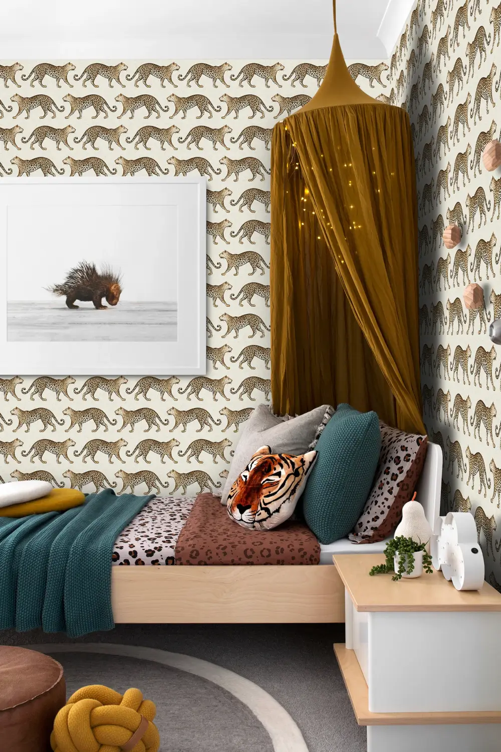 26 Children's Bedrooms Decorated with Animal Wallpaper 30 leopard wallpaper childrens room nordroom 26 Children's Bedrooms Decorated with Animal Wallpaper