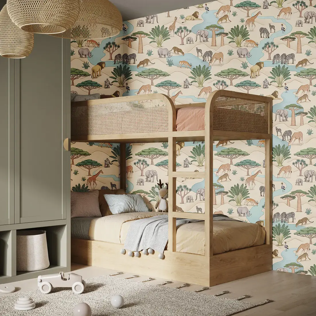 26 Children's Bedrooms Decorated with Animal Wallpaper 29 serengeti day wallpaper jimmy cricket animal wallpapers childrens rooms nordroom 26 Children's Bedrooms Decorated with Animal Wallpaper