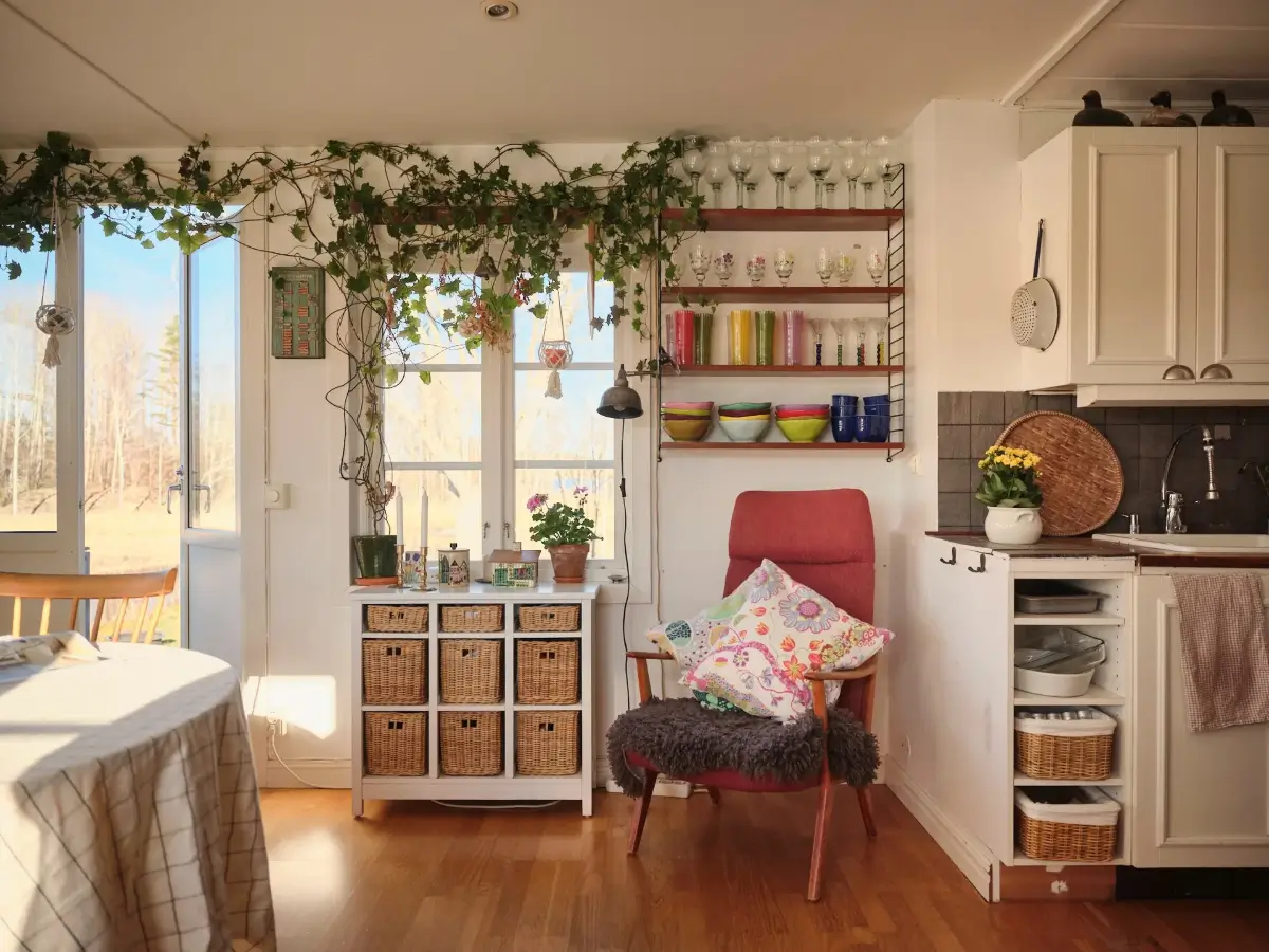 A Cozy Wooden Guest House with a Brick Floor at a Swedish Country Estate 40 cozy-guesthouse-stone-floor-wallpaper-swedish-island-home-nordroom