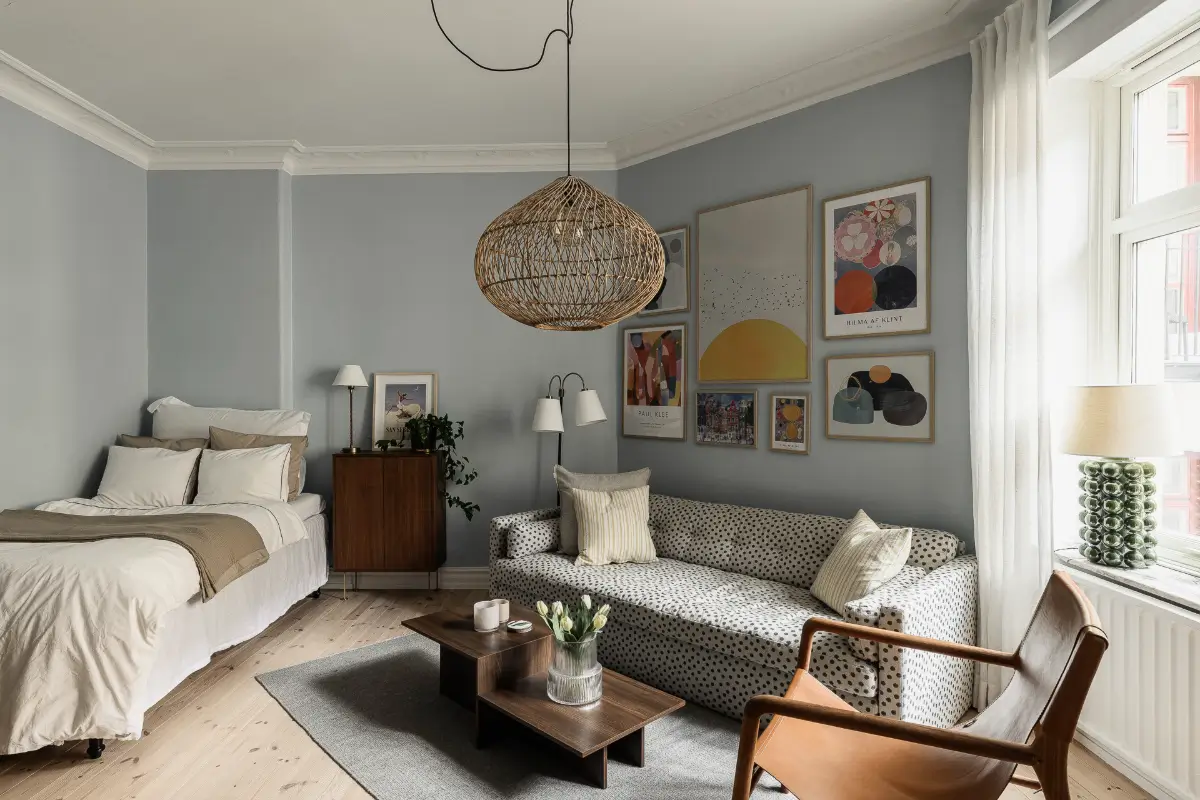Soft Blue walls and a Spacious Kitchen in a Swedish Studio Apartment 4 turn-of-the-century-studio-apartment-spacious-kitchen-nordroom