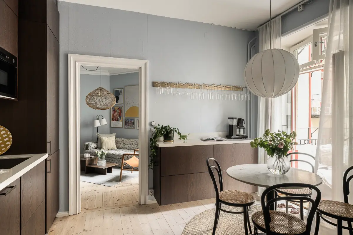 Soft Blue walls and a Spacious Kitchen in a Swedish Studio Apartment 11 turn-of-the-century-studio-apartment-spacious-kitchen-nordroom