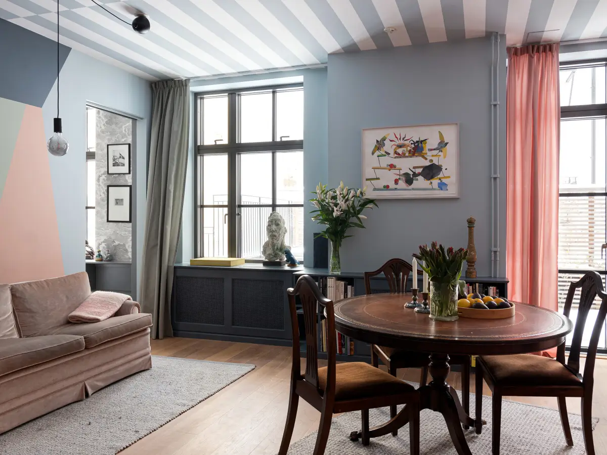 Striped Ceilings and Color-Blocking Walls in a Stockholm Apartment 1 colorful-ground-floor-apartment-private-terrace-stockholm-nordroom