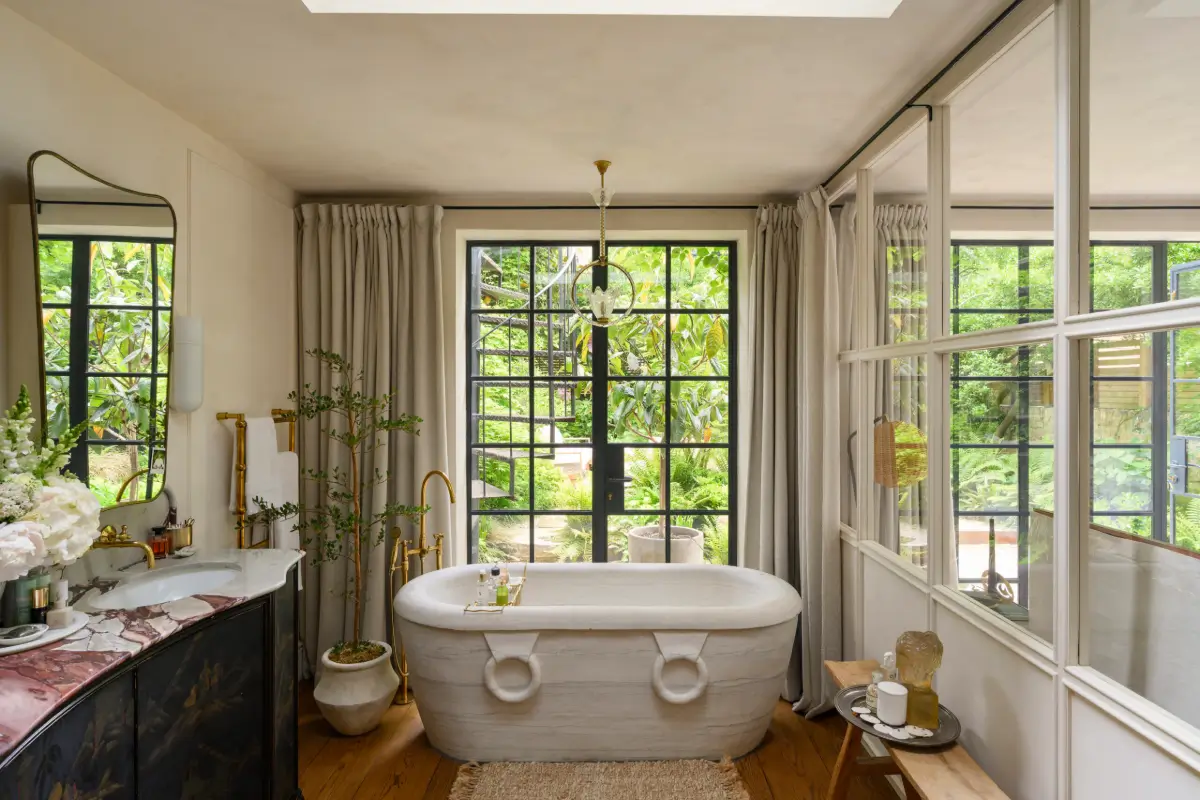 A Bedroom Connected to Nature in a Luxurious Notting Hill Duplex Garden Apartment 17 luxurious-notting-hill-duplex-apartment-garden