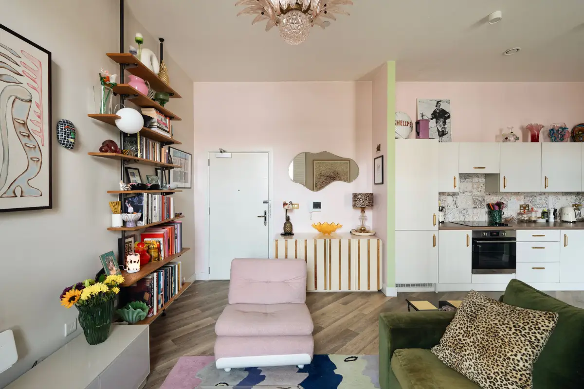 Pastel Tones and a Verdant Bedroom in a Light London Apartment 3 pastel-accents-deep-green-bedroom-modern-london-apartment