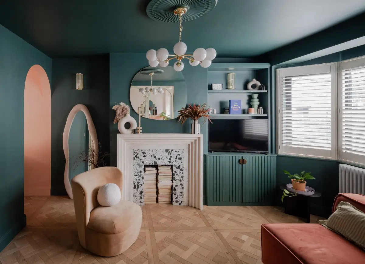 Terrazzo and a Soft Peach and Sage Green Palette in an Art Deco-Inspired London Home 2 colorful-extended-family-home-london