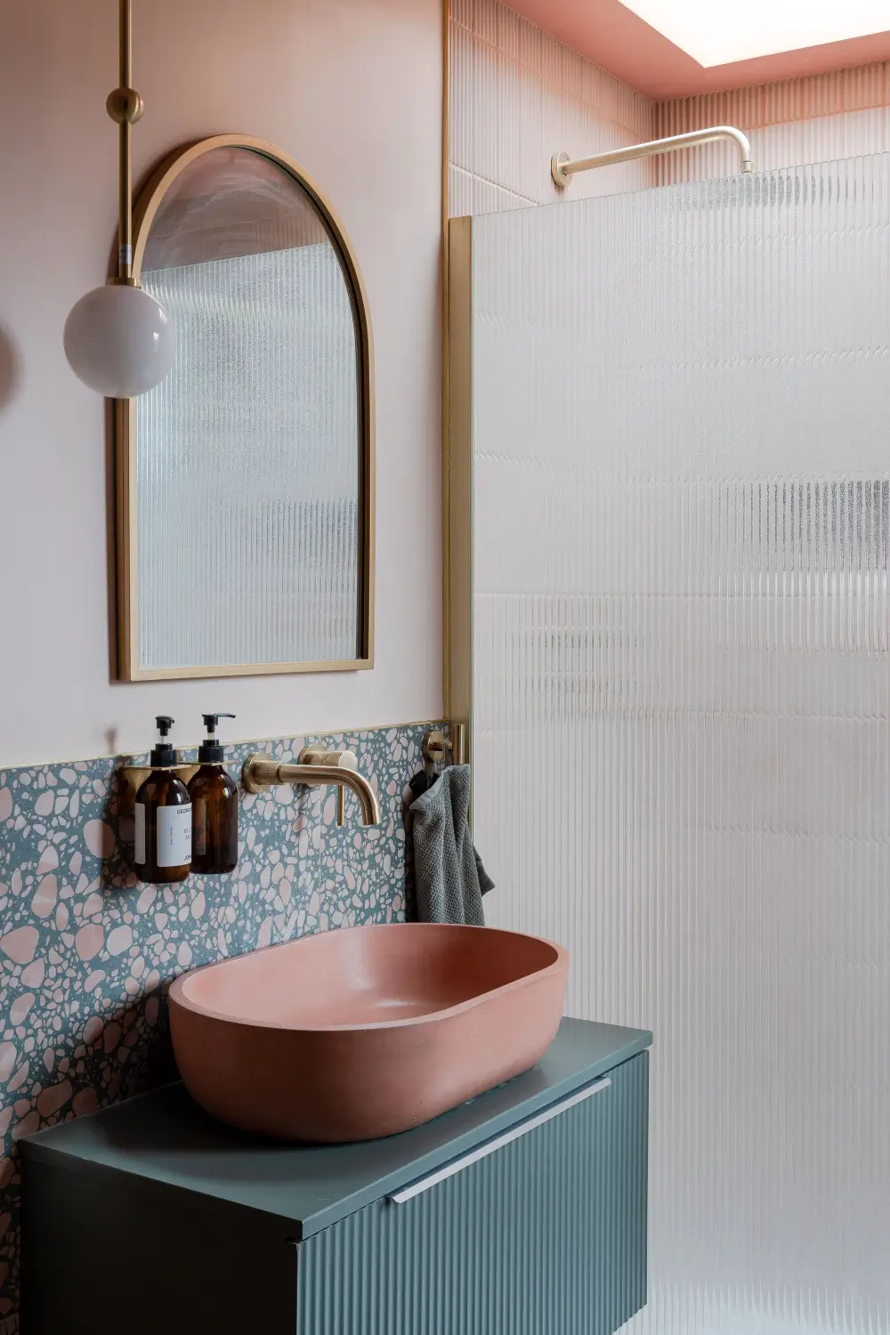Terrazzo and a Soft Peach and Sage Green Palette in an Art Deco-Inspired London Home 40 colorful-extended-family-home-london